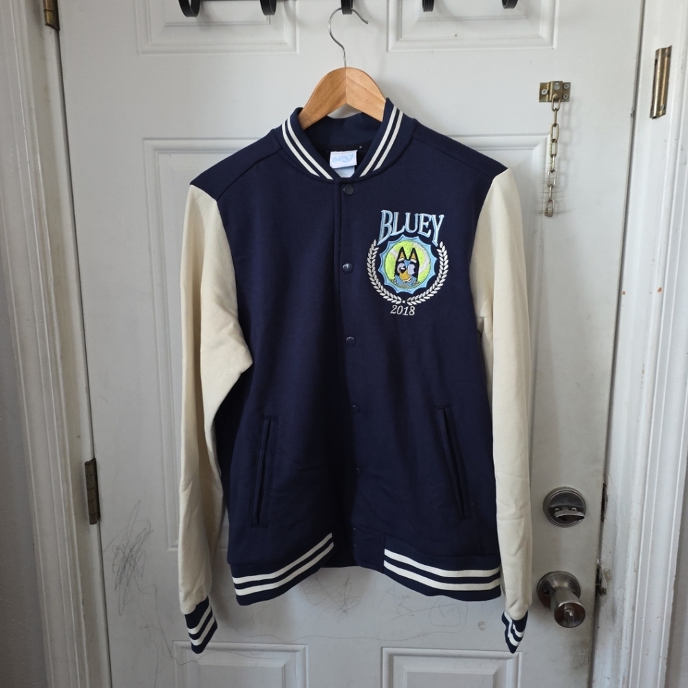 Bluey Tennis Embroidered Bomber Jacket Unisex XS NWT (KD)
